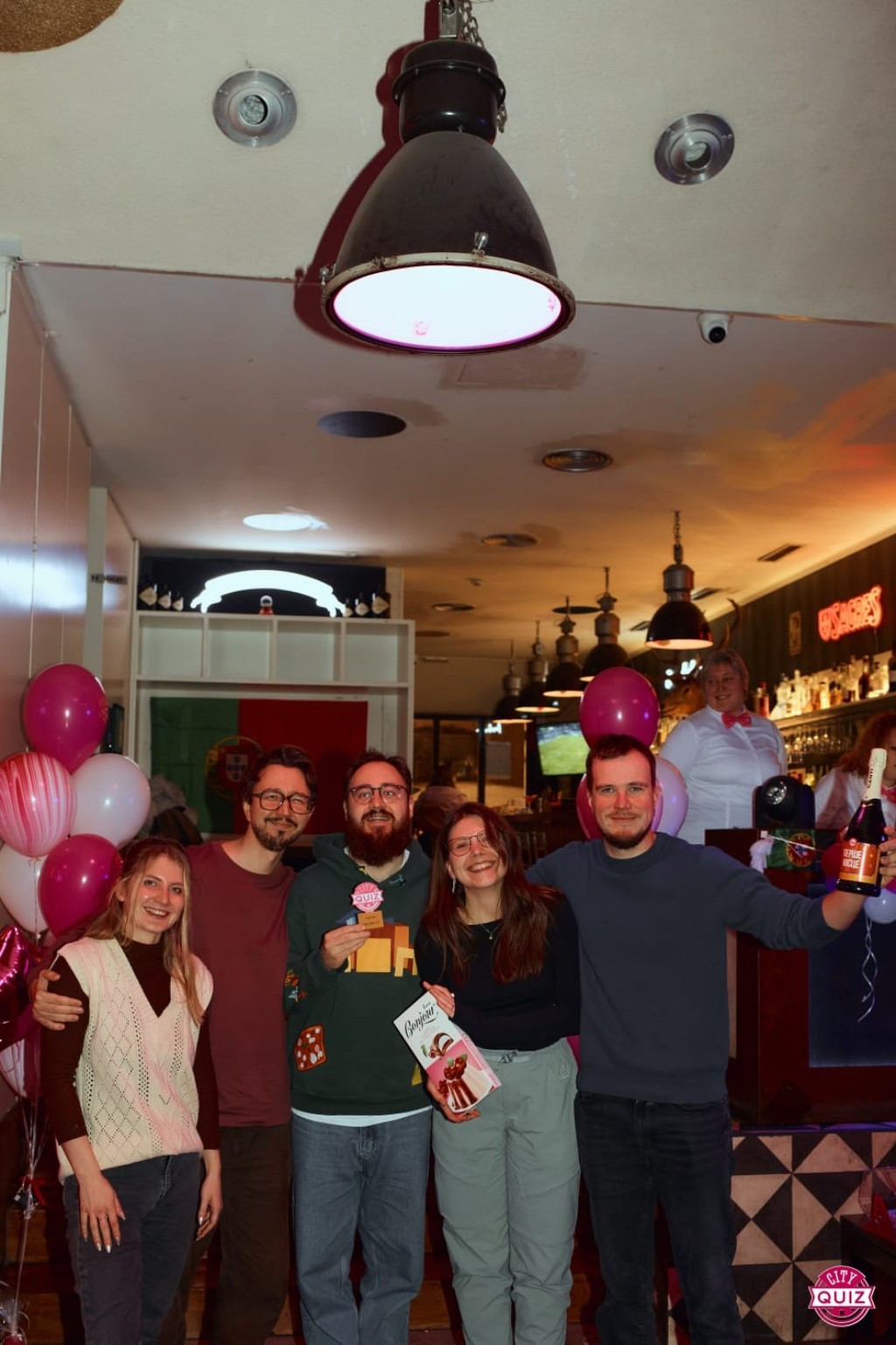A team celebration at Ukrainian Quiz at The Spot Lisboa